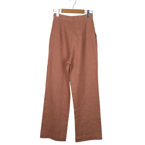 NWT Bardot Lani Tuck Pant 100% Linen Terracotta XS (US 2) - Picture 5 of 7